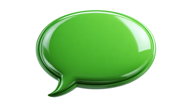 Green speech bubble isolated on transparent background