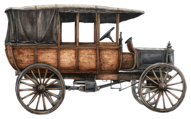 Fototapeta premium PNG Wooden carriage vehicles transportation illustration vintage.