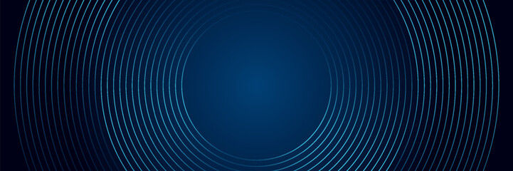 Abstract blue digital dynamic circle with hexagon line on dark background. Futuristic hi-technology concept. Sound wave. Vector eps10