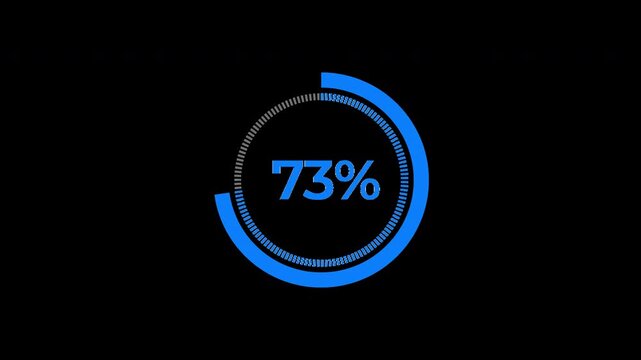 73 Percent Blue Pie Chart Infographic Animation with Alpha Channel for Business and Data Visualization 4K