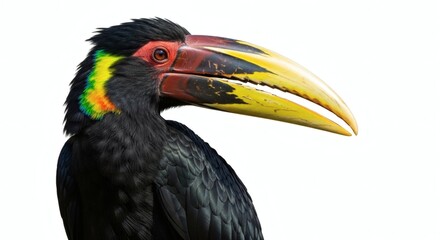 Fototapeta premium Rufous-crowned Hornbill Portrait Exotic Bird Wildlife Photography, isolated on white background