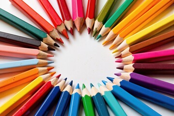 Fototapeta premium colorful pencils arranged in a circle
