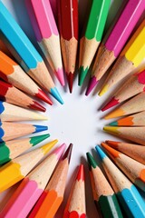 Fototapeta premium colorful pencils arranged in a circle