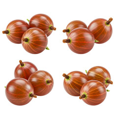 Collection of Ripe Red Gooseberries Transparent Background Delicious Sweet and Tart Berries for Culinary Creations and Healthy Snacks Organic Fruit Harvest