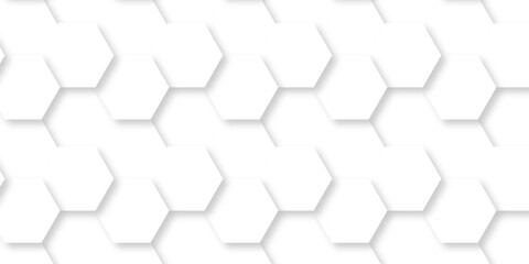 Abstract white hexagon concept background. Seamless bright white abstract honeycomb. Technology for design element vector abstract background.	