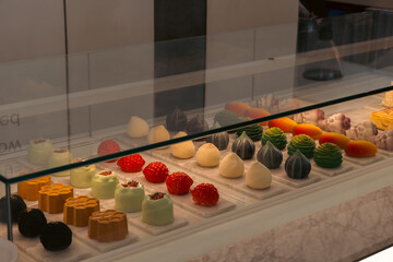 A Beautiful and Elegant Display of Colorful Gourmet Sweets and Delicious Desserts Galore