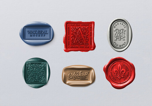 Wax Seal Mockup Set &ndash; 6 Isolated Stamps &ndash; Vol. 02