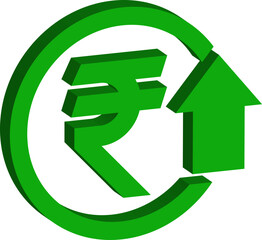 Green up and red down 3d arrow graph showing rising, descending trend, business result, profit or loss symbol symbol. Business arrow, goals concept. 3d world money symbols. Financial growth vector