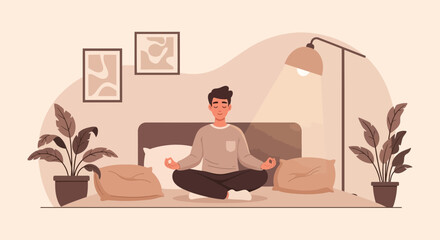 Mindfulness in the Bedroom: A Peaceful Meditation Scene for Relaxation and Wellbeing