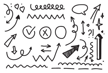 Doodle Design Elements: Arrows, Shapes, and Icons for Digital Use