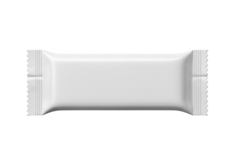 White blank candy bar wrapper isolated on transparent background is ready for your creative design and branding