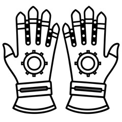Steampunk Gloves Silhouette Vector Illustration on White Background