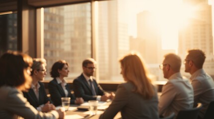 business people conference group meeting on city office building in background showing partnership success of business deal