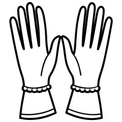 Elegant Evening Gloves Silhouette Vector Illustration on White Background