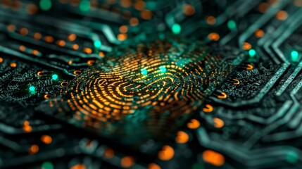 Fingerprint scanning system digital biometric security and identity verification concept