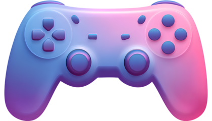 ]white background, game controller with gradient color, gamepad icon isolated on a transparent png