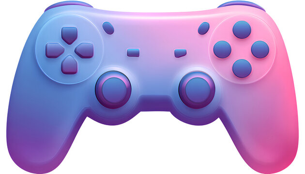 ]white background, game controller with gradient color, gamepad icon isolated on a transparent png