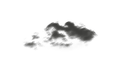 Realistic Black Cloud, dark cloud or smoke texture on transparent background.