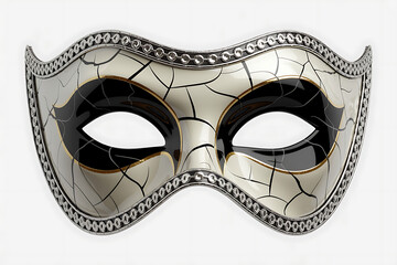 Ornate masquerade mask with silver and black detailing, evoking mystery and theatrical elegance.