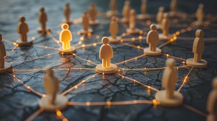 3d rendering of individuals linked by lines, representing social media and communication networks