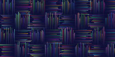 Abstract Colorful Geometric Lines Background on Dark Surface