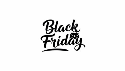 Black friday promotional design with stylized text and a handbag icon on a white background image design