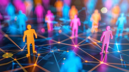 3d rendering of individuals linked by lines illustrating a social media network concept