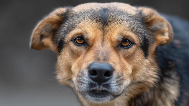 A dog with its mouth open and teeth bared. The dog appears to be angry and aggressive