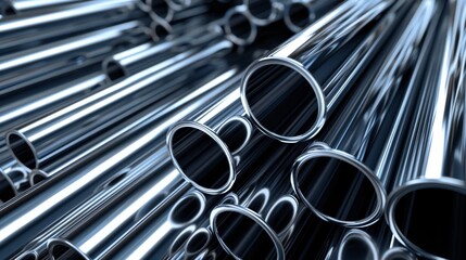 3d illustration showcasing stacked steel pipes in a factory warehouse environment for industrial use