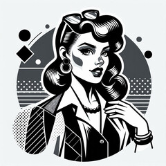 fashion model in retro style, fashion model in retro style dress, retro woman with retro hairstyle, retro woman with retro style, retro girl with retro style, girl in a hat, girl in a black dress