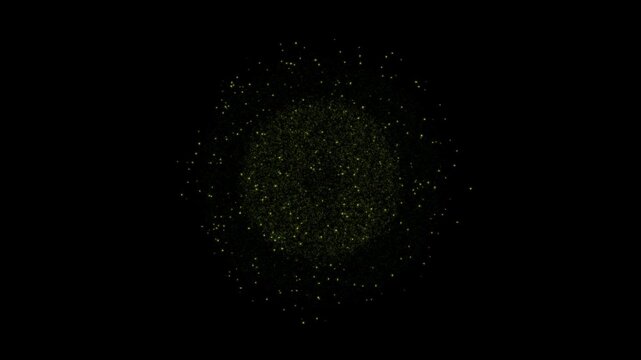 Colorful Firework Explosion Animation &ndash; Green Glitter Burst on Black Background with Glowing Particles