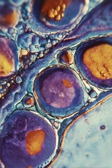 Macro pattern of overlapping rounded membranes forming translucent organic clusters.