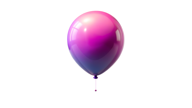 Gradient purple balloon isolated on transparent background for party decoration and celebration
