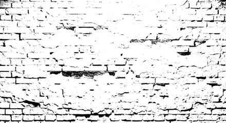Distressed white brick wall background with weathered texture, creating a rustic and aged appearance for design isolated on transparent background