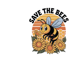 Promote nature love with this ‘Save the Bees’ t-shirt design! Perfect for eco-lovers, environmentalists, and bee protectors. Trendy, awareness-inspired graphic for nature campaigns.