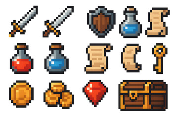 8-Bit Fantasy RPG Item Icon Pack – Pixel Adventure Game Assets