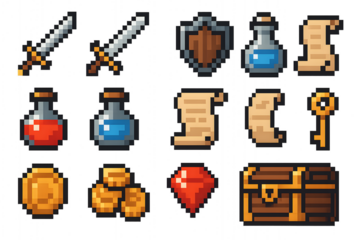 8-Bit Fantasy RPG Item Icon Pack – Pixel Adventure Game Assets