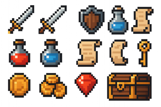 8-Bit Fantasy RPG Item Icon Pack – Pixel Adventure Game Assets
