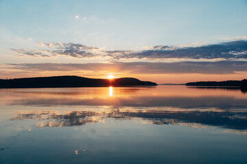 Colorful sunset over a calm lake