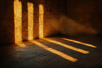 Sunlight Through Stone Openings &ndash; Dramatic Shadows in Ancient Interior Architecture.