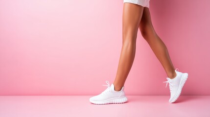 A collection of Stylish Womens Athletic Sneakers beautifully displayed on a Pink Background