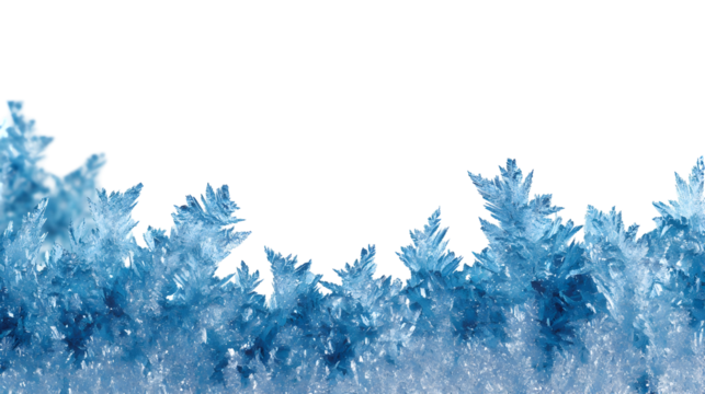 Frosty ice crystal border creating a decorative winter scene for seasonal design