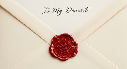 Elegant envelope with red wax seal and 'to my dearest' inscription