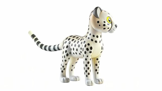 A playful cartoon leopard figure with distinct spots and a cheerful expression, designed for decoration or children's toys.