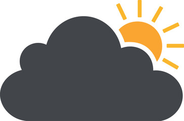 Cloudy sky with sun shining behind the cloud vector illustration 