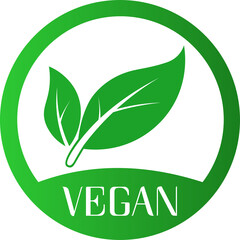  green vegan logo with leaf without background isolated