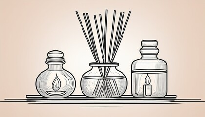 aromatherapy reed difusser line art outline essential oil air freshener