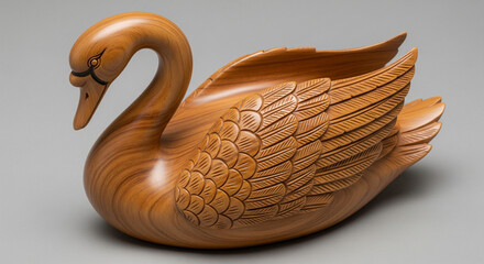 Carved wooden swan
