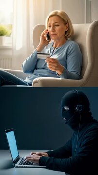 Phone Scam Social Engineering Concept &ndash; Online Fraud and Data Theft