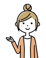 若い女性　ママ　こちら